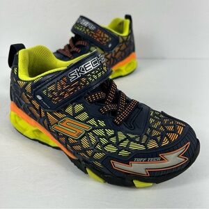 Skechers Kids Navy, Neon Yellow & Orange Light-Up Sneakers